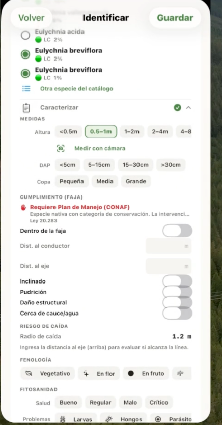 ecoScan en iOS: caracterización de vegetación en terreno
